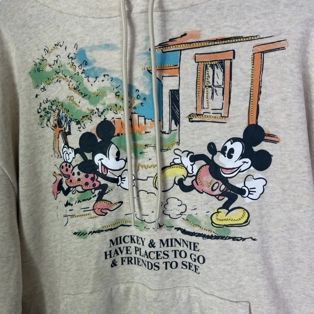 Disney Mickey Minnie Places To Go Graphic Hoodie Large - Picture 2 of 7